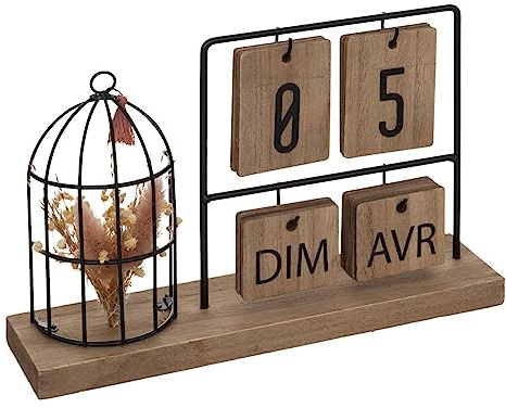 Atmosphera - Calendrier en Bois et métal H18,5cm