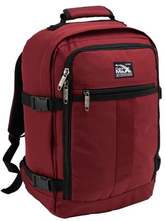 Cabin Max Zaino da viaggio 40 x 20 x 25 per bagaglio a mano - Zaino basso sedile adatto per Ryanair (20 litri di poliestere riciclato RPET), Oxide Rosso, 40 x 30 x 20cm, Bagagli cabina