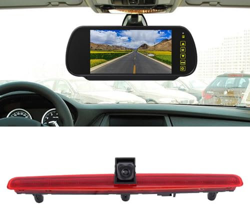 HD Bremsleuchte Rückfahrkamera mit Spiegel 7 Zoll Rückspiegel Monitor Ersatz für VW Multivan T5 V 5 Van California 7EF 7EM 7EN 7HF 7HM 7HN/Caravelle V Bus Kasten 7EB 7EJ 7HB 7HJ 7EA 7EH 7HA 7HH