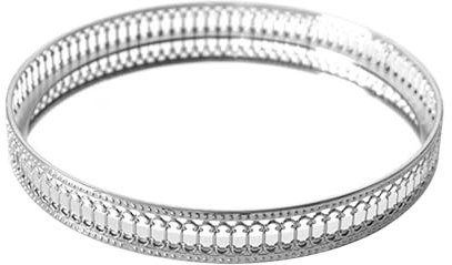 Bandeja de Tocador con Espejo Dorado, Bandeja de Maquillaje de Tocador de Cristal con Espejo, Bandeja Organizadora de Joyas, Bandeja Decorativa de Metal para(Rayas verticales redondas grandes.)