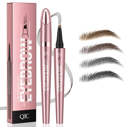 RZJZGZ Magic Eyebrow Pencil, Eyebrows Pen with 4 Micro-Fork Tip, 3D Waterproof Eyebrow Pencil Contouring Pen, Creates Natural Long-Lasting Eyebrows Hair for Makeup Rapid Brow Beginners (Light brown)