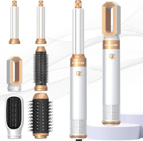 Atopskins hairstyler 6 in 1 Air Styler set mit 1000W Haartrockner, Lockenstab, Warmluftbürste, Föhnbürste, Rundbürstenföhn, Glättbürste, Geben Sie dem Haar Volumen, Glätten, Locken und Föhnen