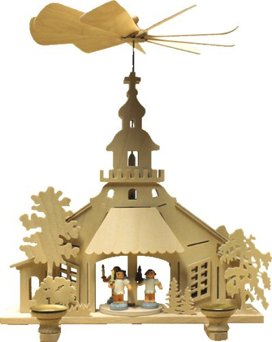alles-meine.de GmbH XL Holz Bastelset 3-D - Pyramide Kirche - komplett ausgesägt Natur/zum selber basteln - Echt Erzgebirge Deko für Weihnachten ..