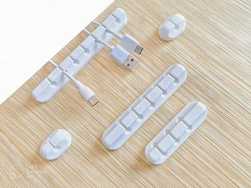 HopeBonds - Organizador Cables - Clips 5 Piezas Organizador de Cables, Organizador Cables Escritorio, Sujeta Cables Adhesivo, Soporte para Cable, Cable Management, Accesorios Escritorio Oficina