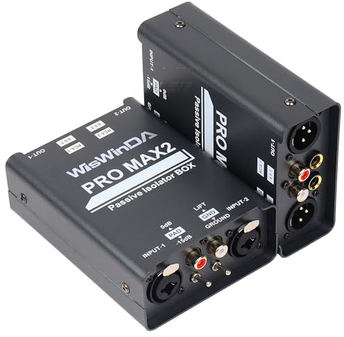 WisWinDa Pro Max2 2Channels XLR/RCA/TS/TRS Passive Hum Eliminator Box for Audio Equipments Ground Loop Isolator Noise Filter for Different Audio Systems Using (WDISO-Pro Max2)