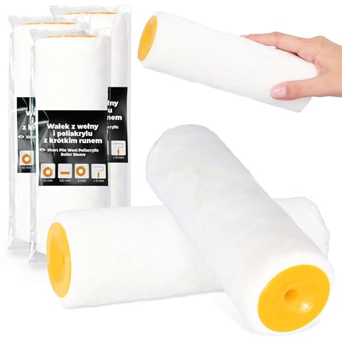 3x Målarrulle 18 cm Färgroller Färgrulle Lackeringsrulle Reserrulle Ull Polyakryl Vägg Möbler Måleri Anti-Stänk Rulle Målningsredskap Wasadrulle Målartillbehör