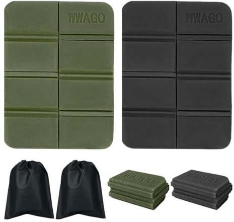 DOKRIN Matelas de couchage en mousse pour le camping 2 tapis d'extérieur pliables avec 2 sacs de rangement. Coussins de stade imperméables et portables pour le camping, le jardinage et la chasse.