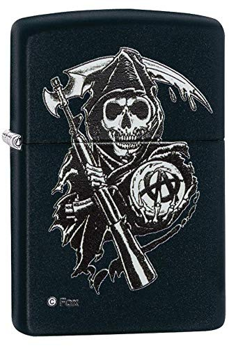 Zippo Benzina Accendino Ricaricabile Antivento, Ottone, Nero, 5,70 x 3,70 x 1,20 cm