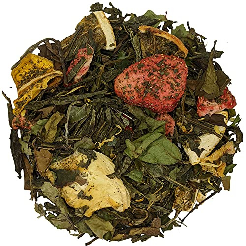 Simpli-Special Strawberry Pineapple Premium Green & White Loose Leaf Tea | Sweet Light and Refreshing | Hunan Province Green Tea and White Pai Mu Tan with Real Fruit Pieces | 100g in Resealable Pouch