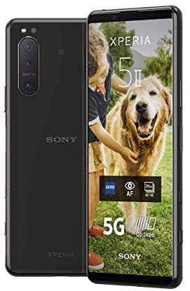 Sony Xperia 5 II 5G Smartphone (15,5 cm (6.1 Zoll) 21:9 CinemaWide FHD+ HDR OLED-Display, Dreifach-Kamera-System, 3,5-mm-Audio-Anschluss, Android 12, SIM Free, 8 GB RAM, 128 GB Speicher) Schwarz