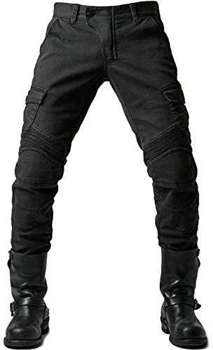 WWSUNNY Herren Slim Fit Motorrad Jeans Mit Protektoren Knie und Hüftprotektoren Stretch Slim Fit Denim Motorradhose Anti-Fall Straight Fit Cargo Motorradjeans Schutzhose