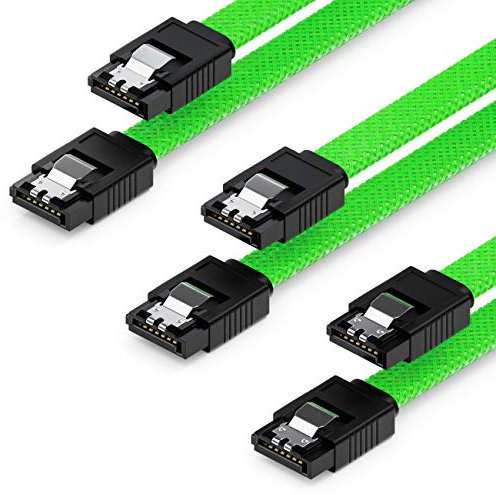 deleyCON 3x 50cm SATA 3 Nylon Cavi Set Cavo Dati 6 Gbit/s Cavo di Collegamento Cavo di Attacco Scheda Madre HDD SSD Disco Rigido 2 Spina S-ATA Dritta Verde