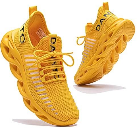 Dannto Chaussures de Sport Running Basket Homme Femme Chaussures de Course Fitness Tennis Gym Respirantes Sneakers Casual Multicolore Légères(Jaune,41)