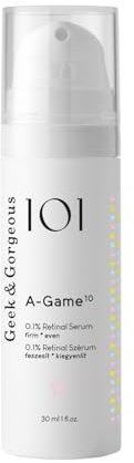 Geek & Gorgeous A-Game 10 – Hochdosiertes Serum mit 0,1% Retinal – Anti-Aging Gesichtspflege für reife, müde Haut – Fördert Zellerneuerung – Für alle Hauttypen – 30 ml
