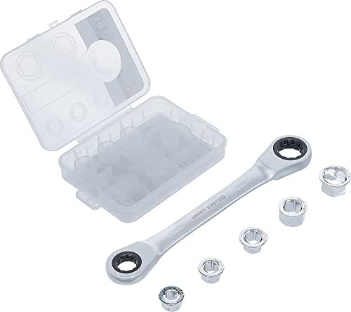 BGS Diy 71016 | Chiave ad anello a cricchetto con set adattatore, SW 8 – 19 mm | 6 pezzi