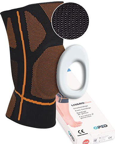 Kniebandage LIVAROknee für Sport oder bei Beschwerden I mit seitlichen Stabilisatoren & Patella Gel-Pads zum Support des Kniegelenks I Sport-Bandage Knie für Männer & Frauen, Gr. S##