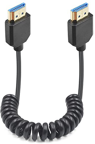 Duttek HDMI Male to HDMI Male Coiled Cable 1.2M, 8K HDMI2.1 Cable 48Gbps supports 8K@60Hz, 4K@120Hz, Compatible with Camcorder, Monitor TV, PS4 PS5,Monitor, PC