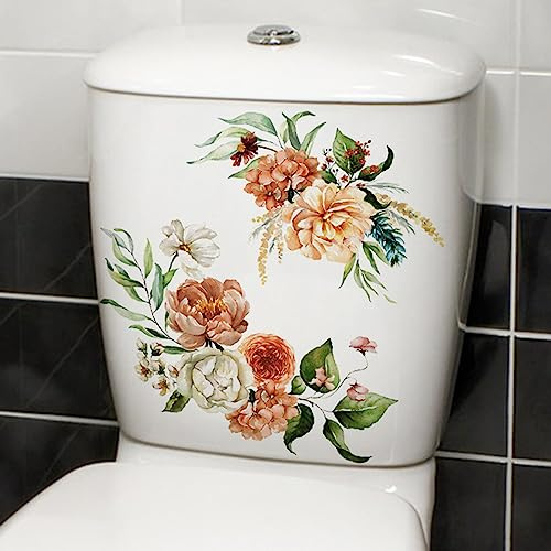 Pflanze Blätter Blumen Toilettensitz Deckel Aufkleber Selbstklebend Badezimmer Wandaufkleber Grünes Blatt Floral Toilettendeckel Abziehbilder DIY Abnehmbare Wasserdicht WC Aufkleber für Badezimmer
