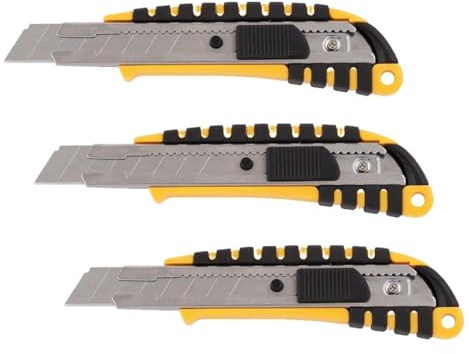 D.RECT 2048 Cutter con guida in metallo 18mm, Impugnatura in Gomma, Taglierino Professionale, Ricambio, Lame da Spezzare, taglia unica (Confezione da 3)