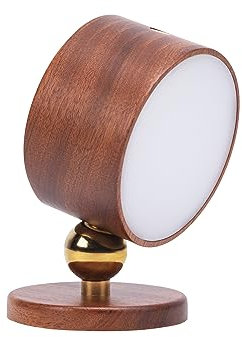 HBGFHG Wooden Led Wall Sconce, 360° Rotatable Dimmable Rechargeable Battery Operated Magnetic Led Night Light for Reading and Household Lighting (Sapele Wood 1pcs)