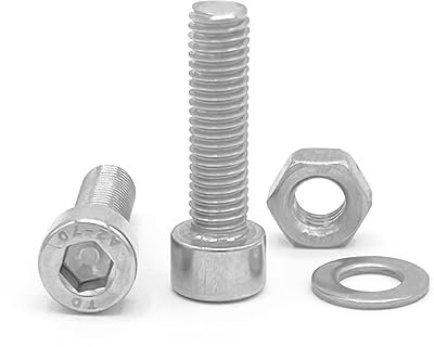 NOLDAR | Vis à tête cylindrique à six pans creux. Vis Btr Acier inoxydable AISI 304 (A2). Mesure M6 x 30 mm. Comprend 20 vis avec 20 écrous et 20 rondelles (60 pièces). Entièrement filetées