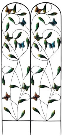 2X Arch Metall Garten Spalier, Bunte Outdoor Rankgitter, Blatt Und Schmetterling Dekorationen, Spalier Für Kletterpflanzen, Eisen Rankhilfe Pflanze Unterstützung Klettern Reben Und Blumen Steht