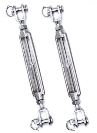 2Pcs 316 Stainless steel turnbuckle rigging screw jaw open body M5 M6 M8 tension adjuster A4 marine grade (M8)