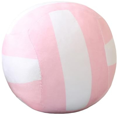 Herfair Kinder Kuschelkissen Volleyball Kissen Ultra weiche flauschig Baby Dekokissen Sofa Kissen Gefüllte Plüschpuppe Kinderzimmer Kinderkissen Zierkissen (Rosa-Weiß,Ø 14cm)