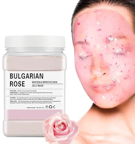 Gelee-Gesichtsmaskenpulver - Rosen Peel-Off Gesichtsmaske - Feuchtigkeitsspendende Gesichtsmaske für Frauen - Reinigendes Hautpflegeprodukt - Straffende Gesichtsmaske (ROSA)