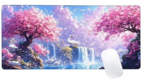 Rose Tapis de Souris XXL 1600x800, Tapis de Souris Fleurs Cerisier, Tapis Souris Clavier et Bureau, Étendu Tapis de Souris Gamer, Lavable Surface Lisse, Base Antidérapante, Améliorer Précision Z2-792
