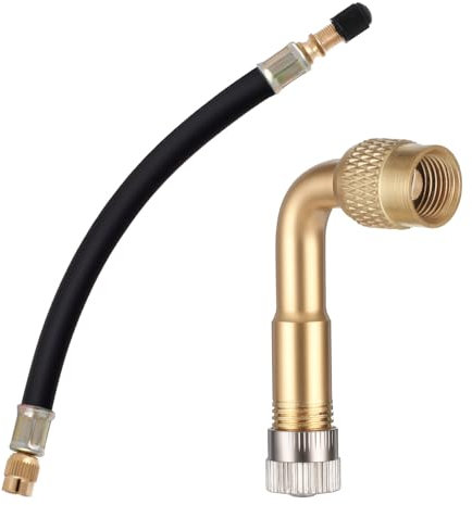 KALIONE Tire Valve Extension, 8.25 Inch Tire Valve Stem Extension Adaptor with Brass, Flexible Valve Stem Extender with 90 Degree, Tire Valve Stem for RV, Bike, Motorcycle, Car