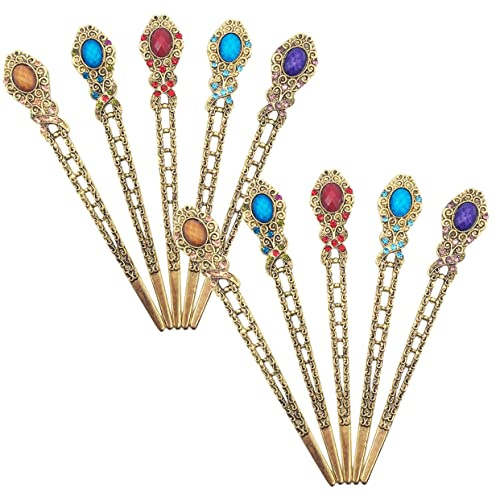 Mipcase 10pezzi Bastoncini Per Capelli in Lega Strass Accessori Per Capelli Cinesi Vintage Per Chignon