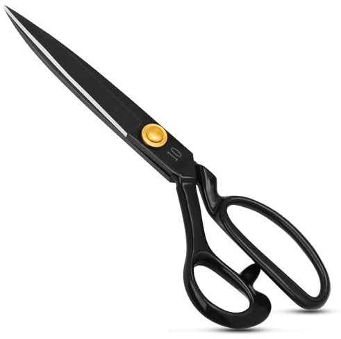 Vutyvve Forbici per tessuti per mancini, forbici da sarto in acciaio al carbonio da 25,4 cm, adatte per tagliare abbigliamento, tessuto, pelle, cucito e design artigianale