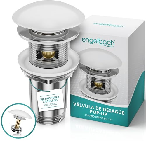 Engelbach® Bonde de lavabo avec trop-Plein - Bouchon clic-clac, 3 Joints Inclus - Installation Rapide, Guide vidéo Inclus - Modèle Universel