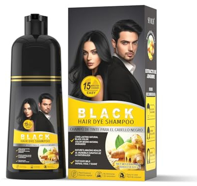 Gowwim Ginger Black - Shampoo tintura per capelli grigi, 500 ml, ingredienti naturali, balsamo riparatore per capelli, 5 minuti di copertura grigia, 500 ml