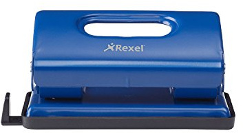 Rexel Value 210 2 Hole Punch, 10 Sheet Capacity, Adjustable Guide Bar, Metal, Blue, 2100758