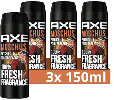 Axe Bodyspray Moschus Deo ohne Aluminium sorgt 48 Stunden lang für effektiven Schutz vor Körpergeruch 3x 150 ml