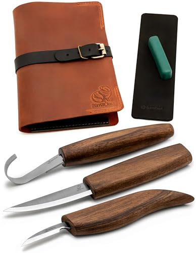 BeaverCraft Kit per intagliare i cucchiai Coltelli da intaglio Cucchiaio Coltello da intaglio Sloyd, coltello per piccoli dettagli, coltello a uncino Set di coltelli da intaglio Deluxe S13X