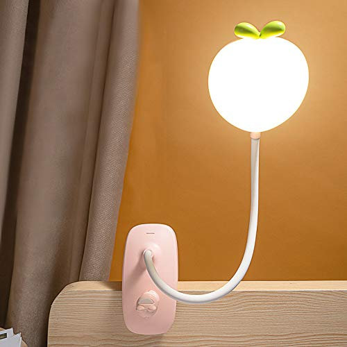 ACMHNC LED Lampe À Pince Pour Lit Enfant, Flexible À 360° Liseuse Clipsable 3 Modes Éclairage Et 5 Intensité Variable, Lampe De Bureau Led Sans Fil Rechargeable USB Pour Livre Au Lit,Rose