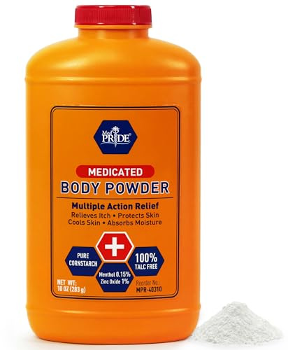 MED PRIDE Medicated Talc-Free Cornstarch Body Powder for Skin, Anti-Itch with Zinc Oxide and Menthol for Men, 10 Oz