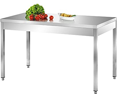 TECNA FOOD Tavolo da lavoro in acciaio INOX per cucine professionali bar hotel - profondità 60 cm - altezza 85 cm regolabile (150x60x85 cm)