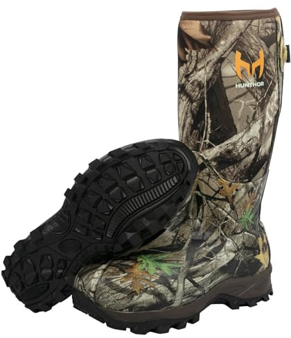 Hunthor Jagdstiefel für Herren, wasserdicht, isoliert, 6 mm, Neopren-Gummistiefel für die Jagd und Outdoor-Aktivitäten (Camo), Next Camo G2, 43 EU