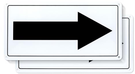 Black Arrow Sign Aluminium 30 x 15 cm Self-Adhesive Reflective Metal Safety Directional Sign Waterproof for Outdoor 2 Pack
