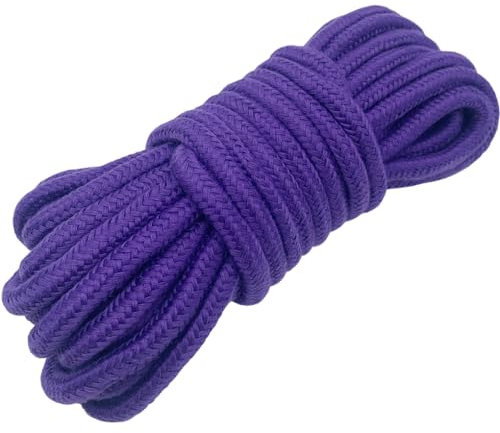 Jukway Cord 8 mm 10 Metres Soft Solid Braided Cotton Rope Cotton Cord Cotton Knot Tie Rope Thick All-Purpose Rope Cord for Bundling, Crafts, DIY Decoration (10 m Purple, 1)