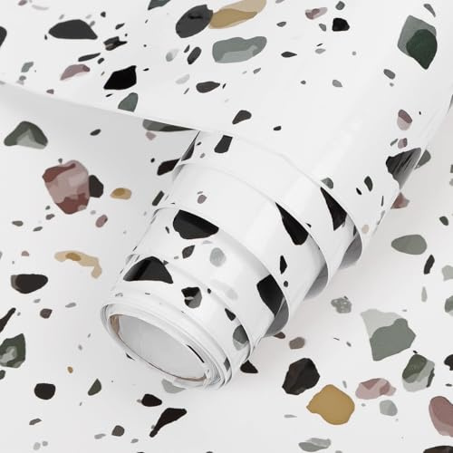 Arthome Klebefolie Marmor Folie,Abziehen und Aufkleben Tapete Selbstklebende Wasserdicht Vinyl Dekorative Folie für Möbel Schreibtisch,Küche Arbeitsplatte,Gefleckter Marmor,40cmx10m