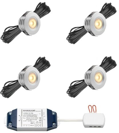 LED Einbaustrahler Pals bas | Einbauleuchten - Deckenstrahler - Einbauspots - Downlight - Terrassenüberdachung | 3W - Dimmbar - Flach - 230V - IP44 - Warmweiß | Set mit 4 Stück
