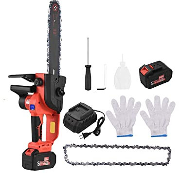 Mini motosierra, Motosierra eléctrica de 12 pulgadas, Mini motosierra inalámbrica sin escobillas de 21V, sierra de podar de mano, podadora de ramas de árbol alimentada, tijeras de podar para ramas de