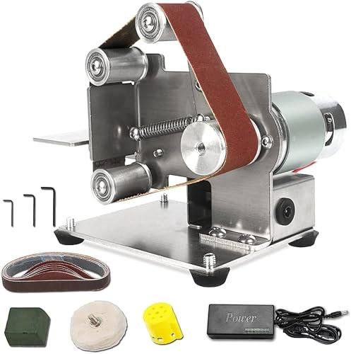 Lijadora De Banda Eléctrica, Mini Kit De Máquina Amoladora De Banda Con Fuente De Alimentación De 96 W, Para Carpintería, Mesa De Resina, Amoladora De Madera, Herramienta De Pulido Super(Size:15 Type)