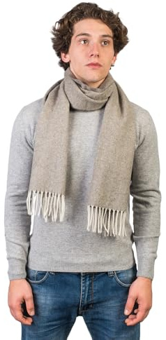 DALLE PIANE CASHMERE - Ull- och kashmirhalsduk, tillverkad i Italien, Taupe, one size