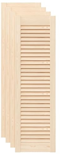 vidaXL Portes d'armoire à persiennes 4pcs 99x29,5cm Bois de pin Massif, Porte de Meuble, Porte de Garde-Robe, Panneau à persiennes en Bois